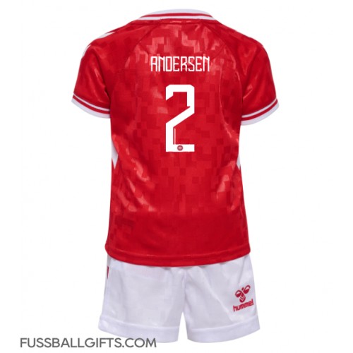 Dänemark Joachim Andersen #2 Fußballbekleidung Heimtrikot Kinder EM 2024 Kurzarm (+ kurze hosen)